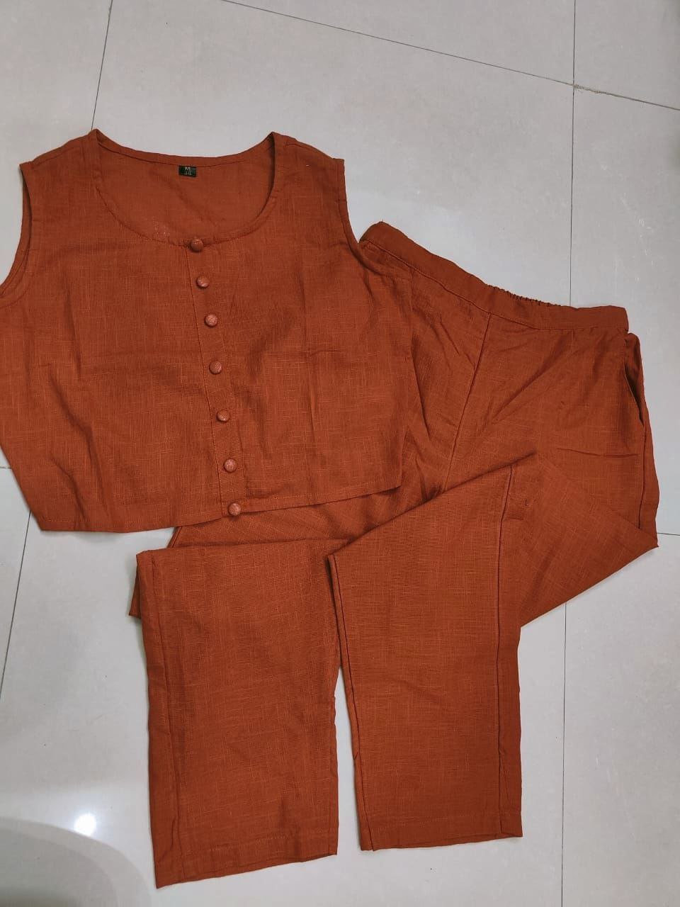 Cotton slub and bold shade of Cord set