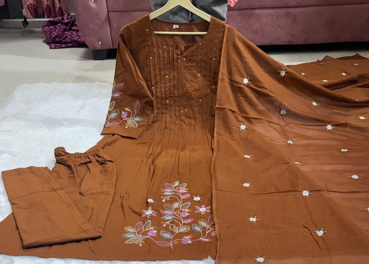 Beautiful Cotton Embroidered Suit Set – New Colour