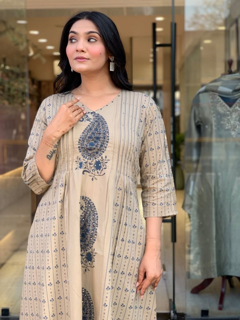 Pure fine  COTTON fabric Straight kurti with pant and dupatta