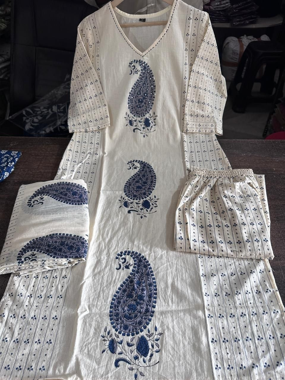 Pure fine  COTTON fabric Straight kurti with pant and dupatta