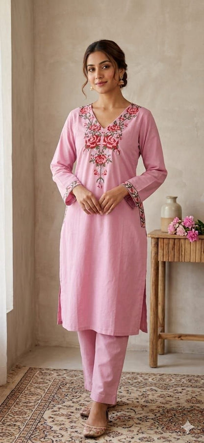 Pure cotton With Embroidery Work CORD SET
