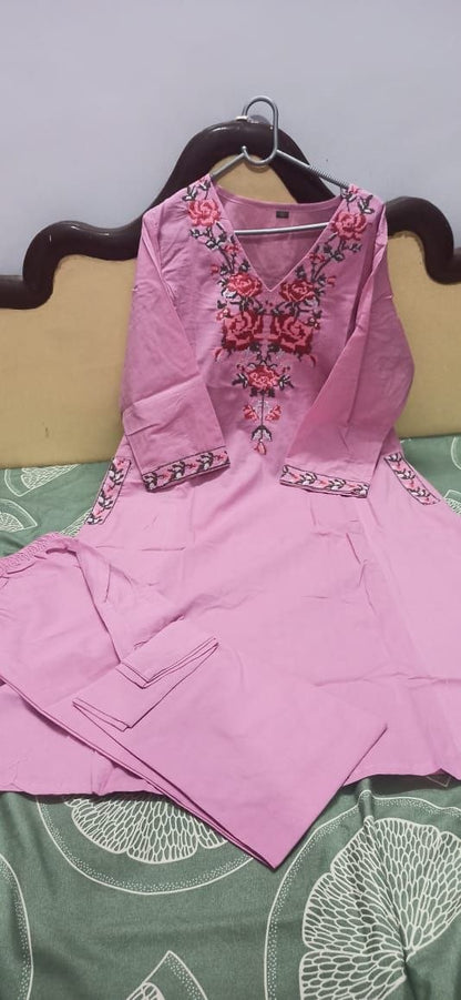 Pure cotton With Embroidery Work CORD SET