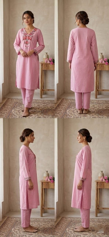 Pure cotton With Embroidery Work CORD SET