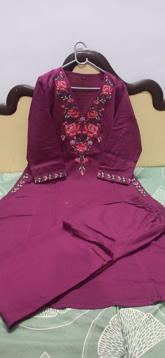 Pure cotton With Embroidery Work CORD SET