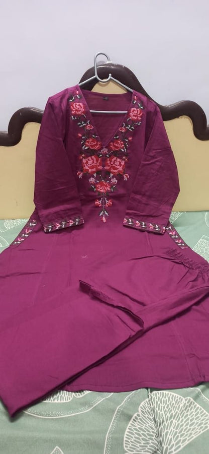 Pure cotton With Embroidery Work CORD SET