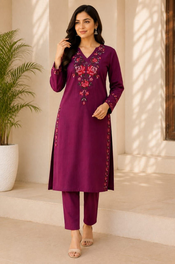 Pure cotton With Embroidery Work CORD SET