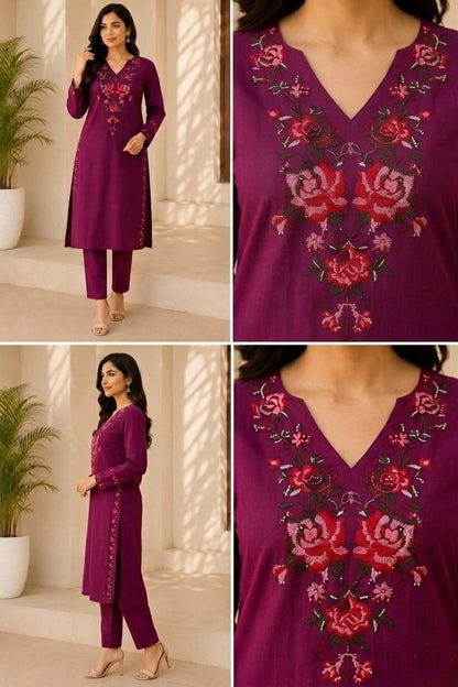 Pure cotton With Embroidery Work CORD SET