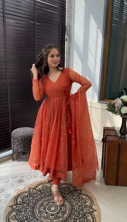 Gown And Dupatta Set Fully Stitched Ready To Wear
