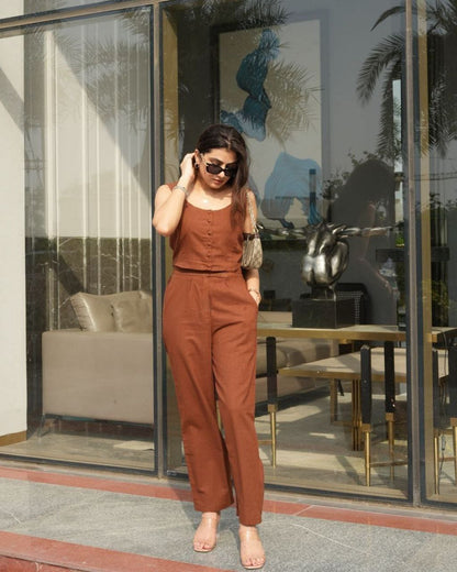 Cotton slub and bold shade of  Cord set