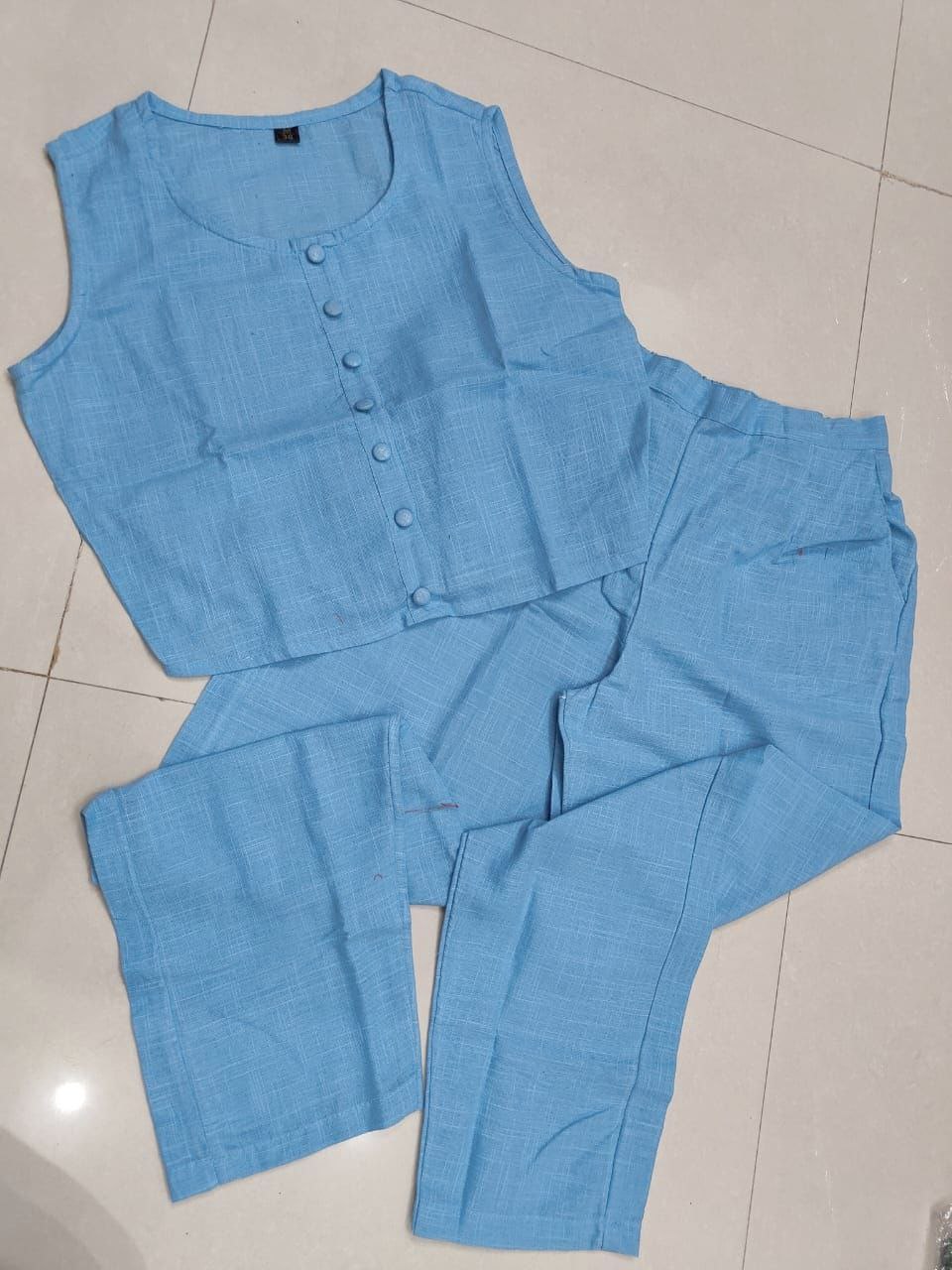 Cotton slub and bold shade of  Cord set