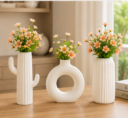 Multipurpose Flower Vase and Ceramic Vases Set Of 3 for Home Decor, Office and Gifting