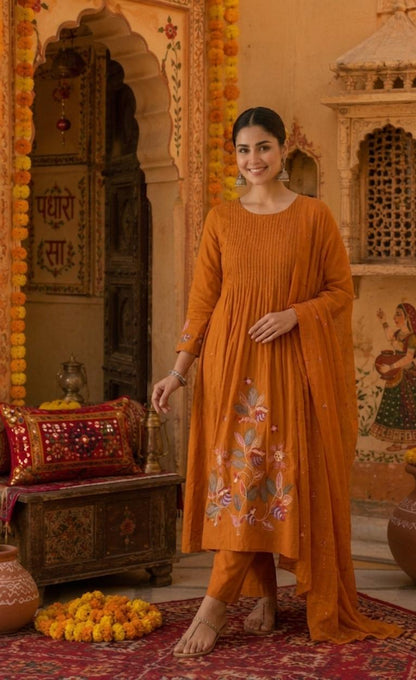 Beautiful Cotton Embroidered Suit Set – New Colour