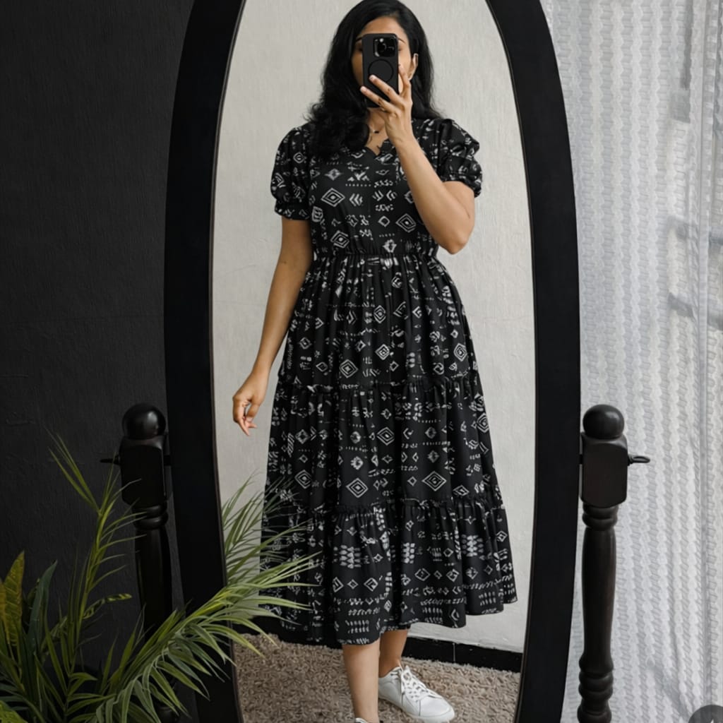 launching fresh Summer special RAYON middi    dress with proper finishing with frill on the hand