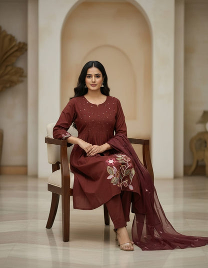 Beautiful Cotton Embroidered Suit Set – New Colour