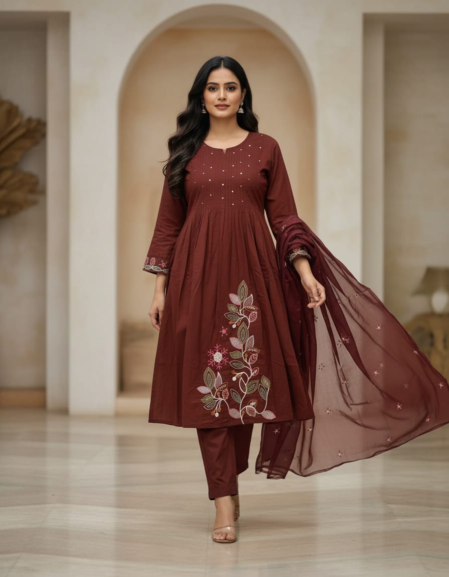 Beautiful Cotton Embroidered Suit Set – New Colour